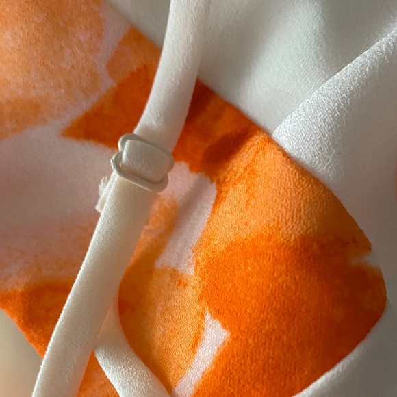 White House Black Market Orange Floral Jumpsuit Size 14 - Picture 5 of 13